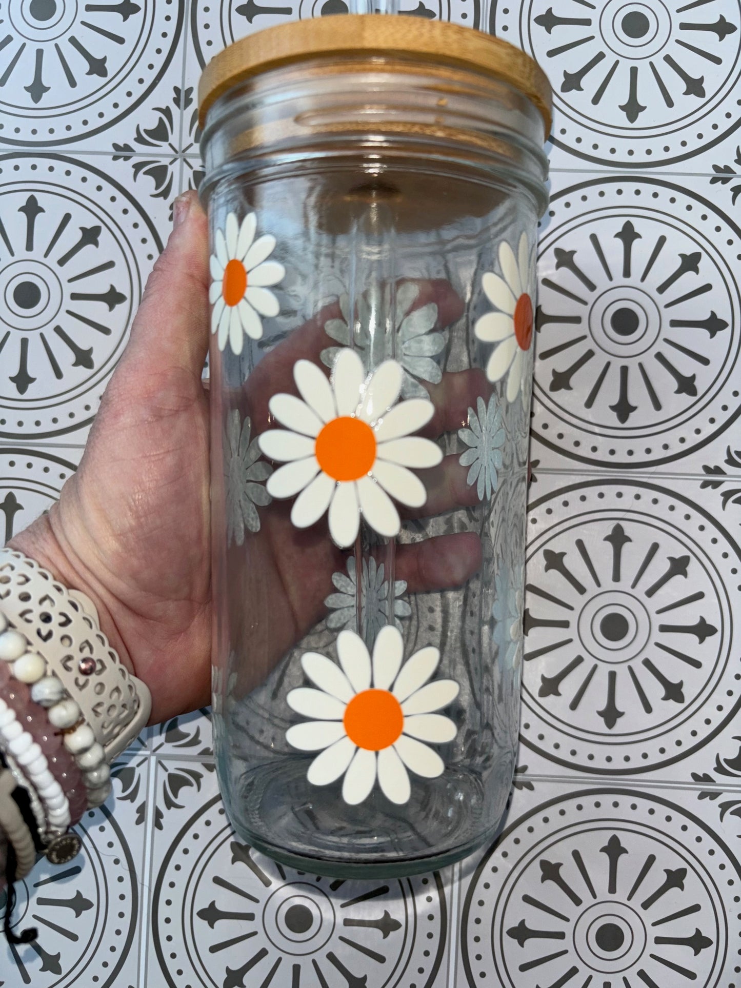 20OZ MASON JAR - DAISY